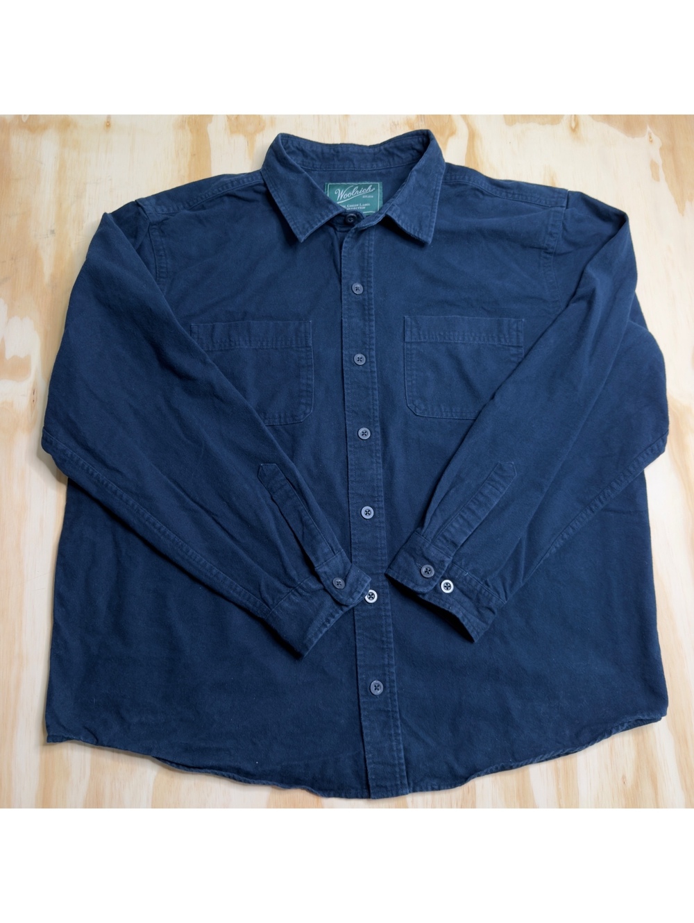 Woolrich Shirt Mens 2XL Blue Button Up Flannel Green Label